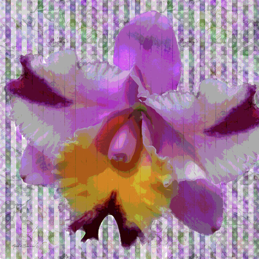 Purple Orchid Design Mixed Media by Rosalie Scanlon