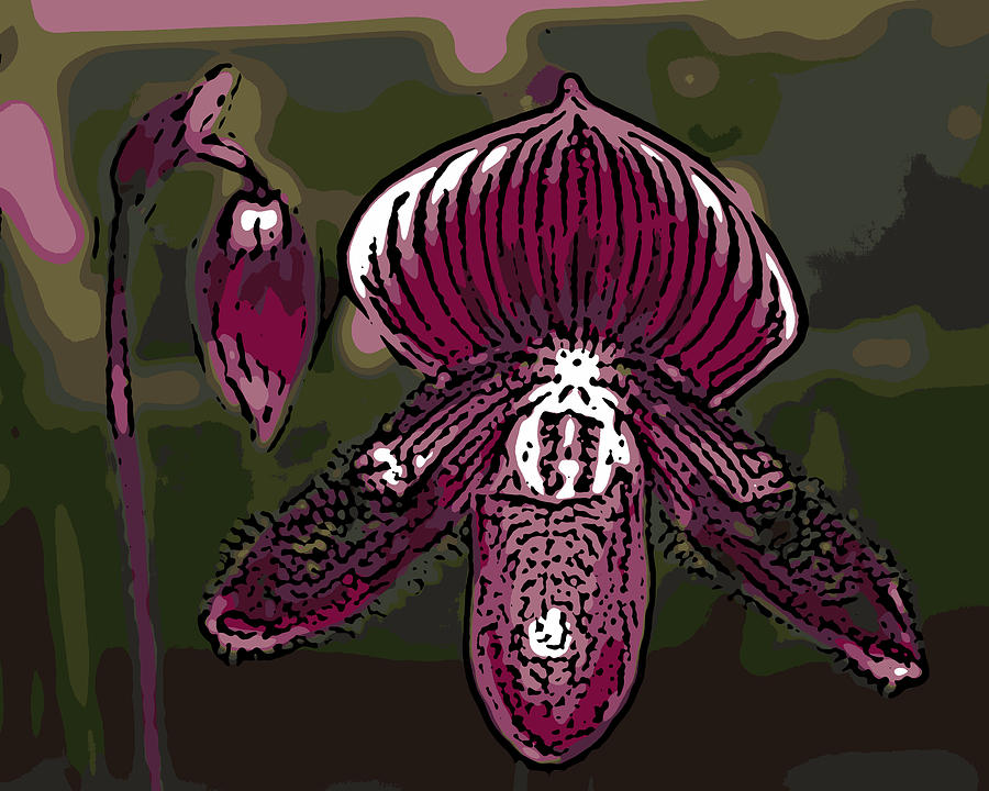 Purple Orchid Woodcut Photograph by Ann Tracy