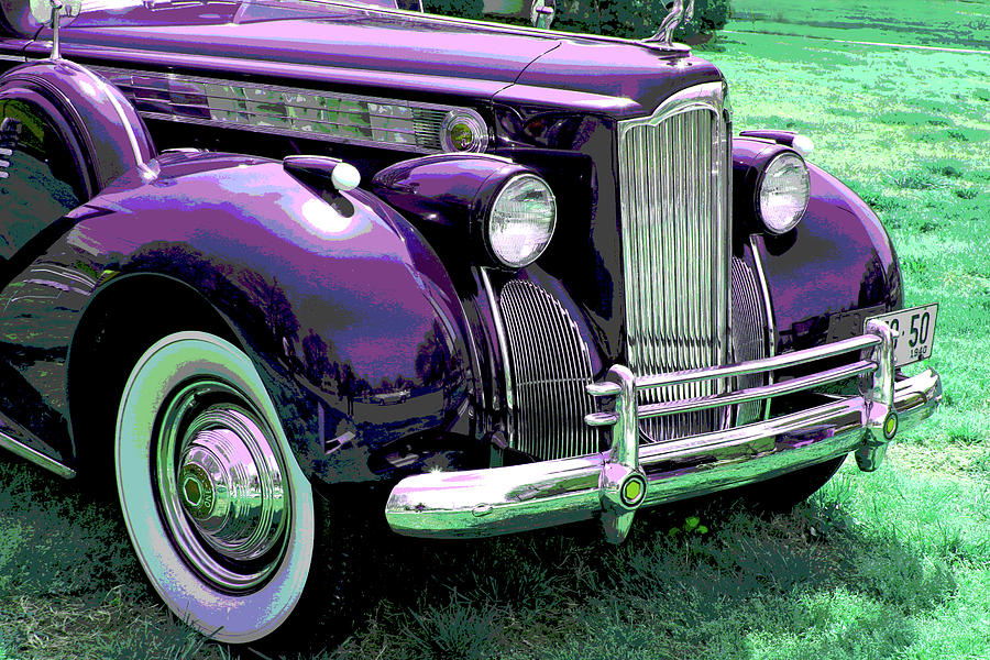 Auto Photograph - Purple Packard, Collector Car, Old Car by Mick Flodin