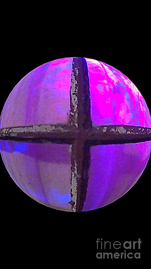 Purple Panes Illuminate In A Sphere Divided Photograph