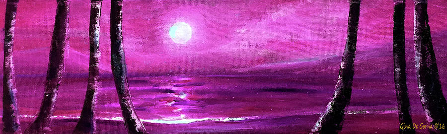 Purple Panoramic Seascape Painting by Gina De Gorna