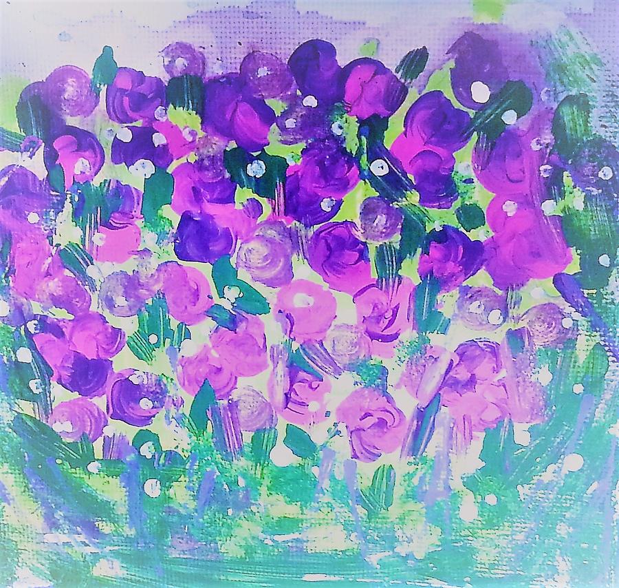 Purple Pansies Painting by Jan Pellizzer