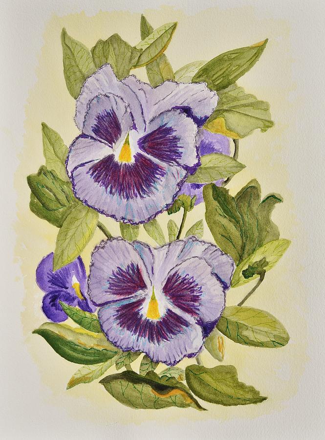 Purple Pansies Painting - Purple Pansies by Linda Brody