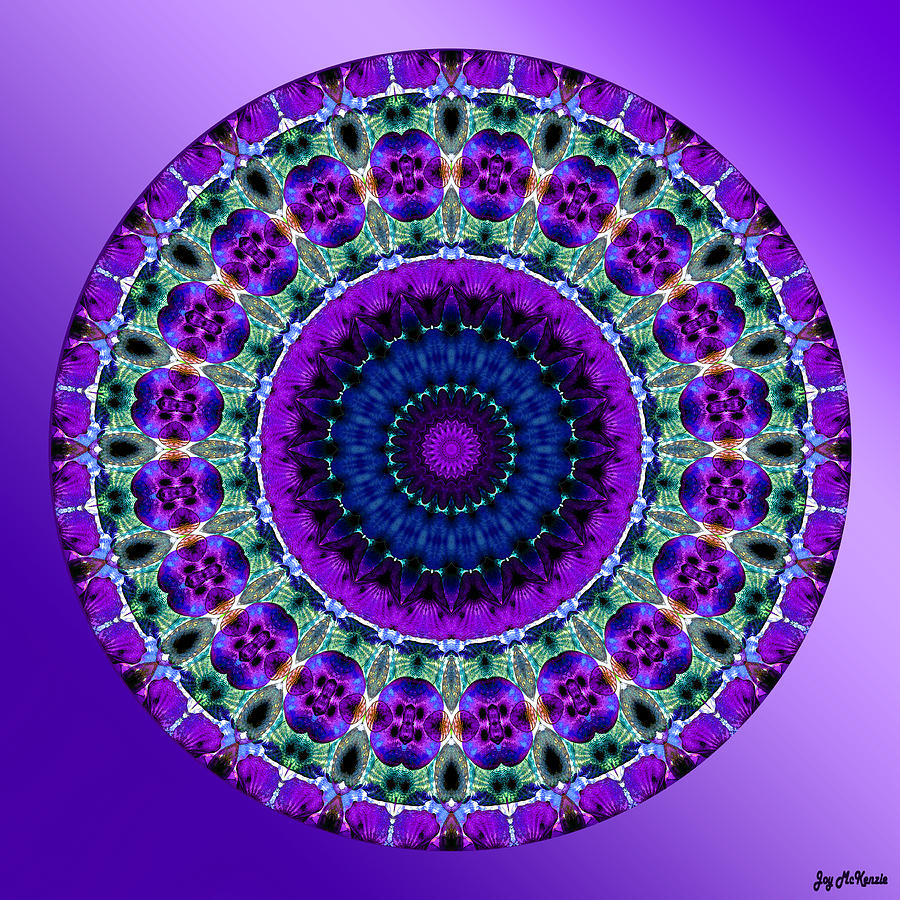 Purple Pansies Mandala Digital Art by Joy McKenzie