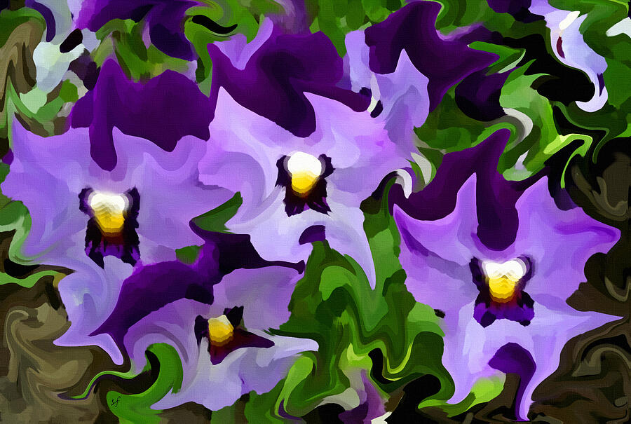 Purple Pansy Abstract Mixed Media by Shelli Fitzpatrick