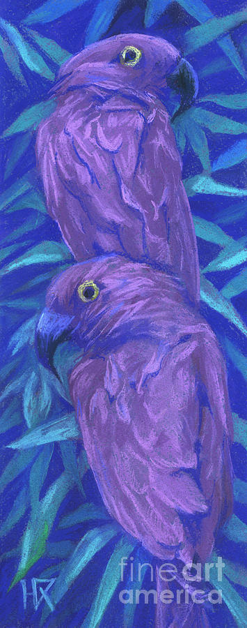 Purple Parrots Painting by Julia Khoroshikh