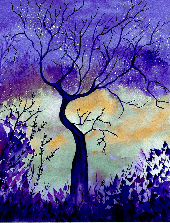 Purple Passion Night Painting by Brenda Owen
