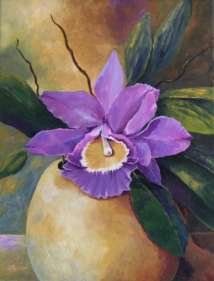 Purple Passion Orchid Painting by Jane Ricker