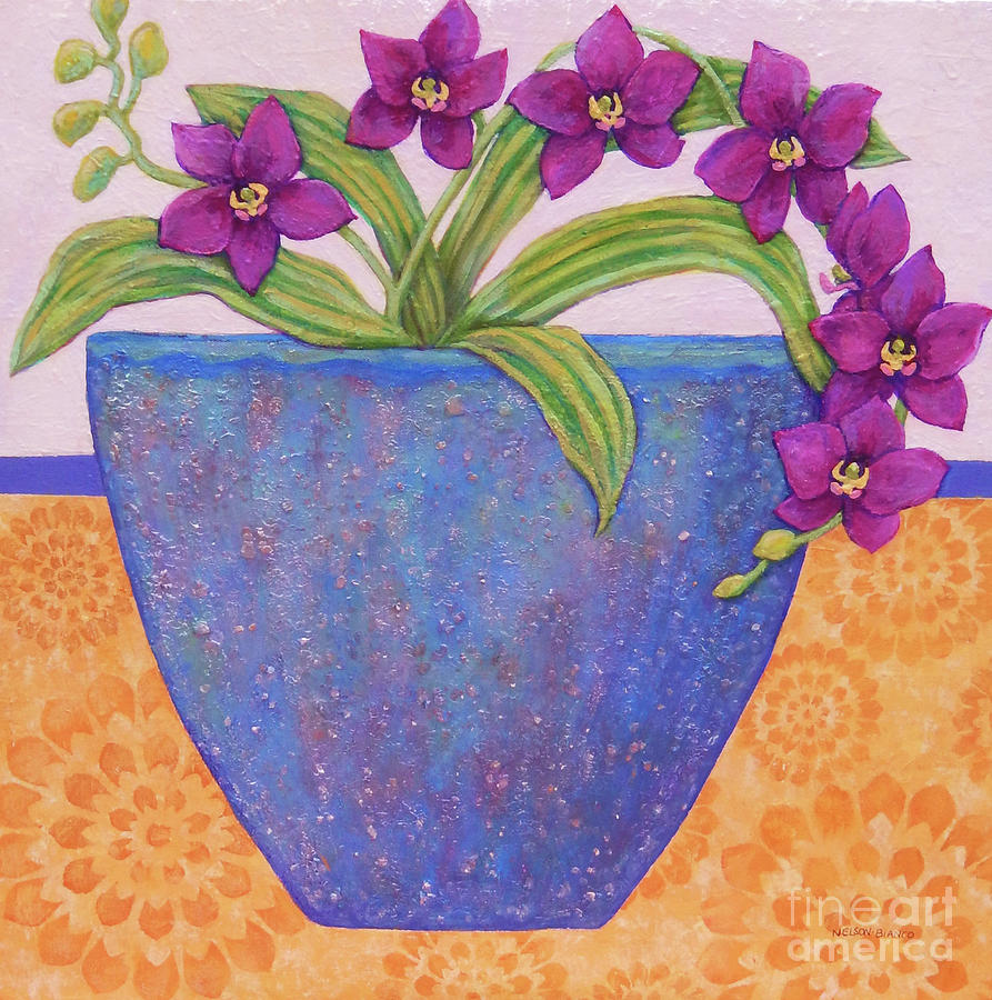 Purple Passion Orchid Painting by Sharon Nelson-Bianco