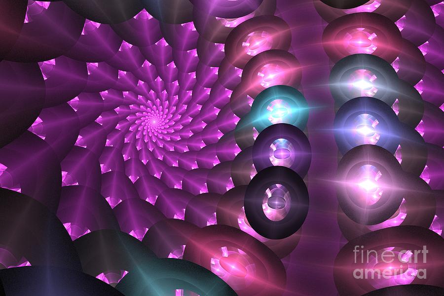 Abstract Digital Art - Purple Pastel Spiral by Kim Sy Ok