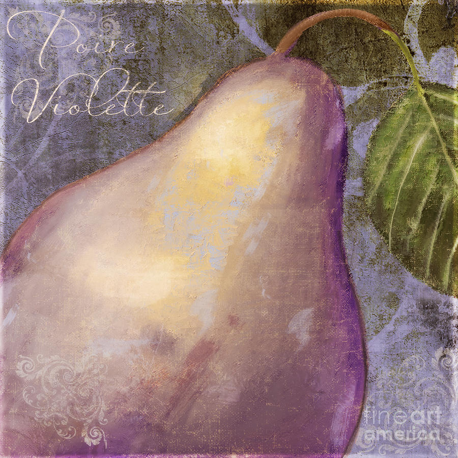 Purple Pear Painting by Mindy Sommers