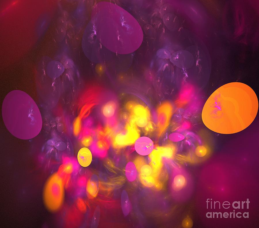 Abstract Digital Art - Purple Pebbles by Kim Sy Ok