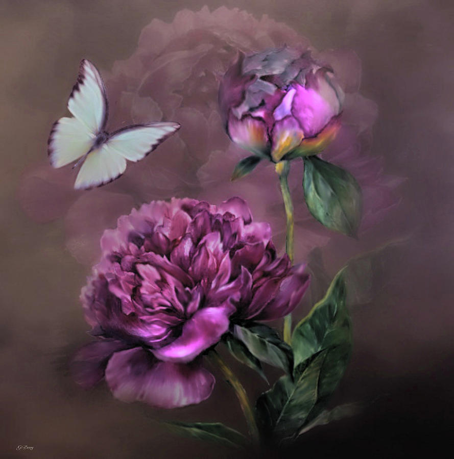 Summer Mixed Media - Purple Peony by Gayle Berry