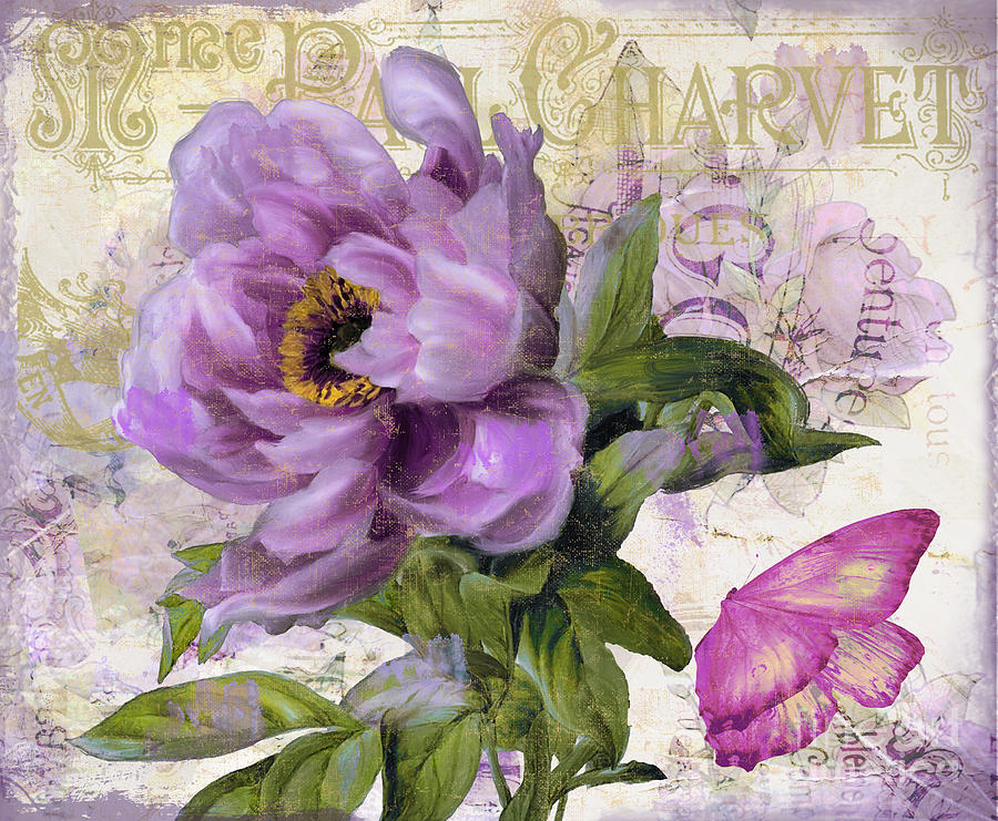 Purple Peony Painting by Mindy Sommers