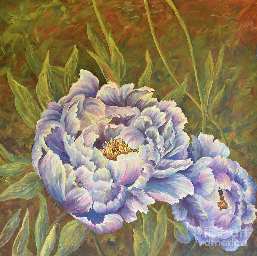 Purple Peony Passion Painting by Malanda Warner