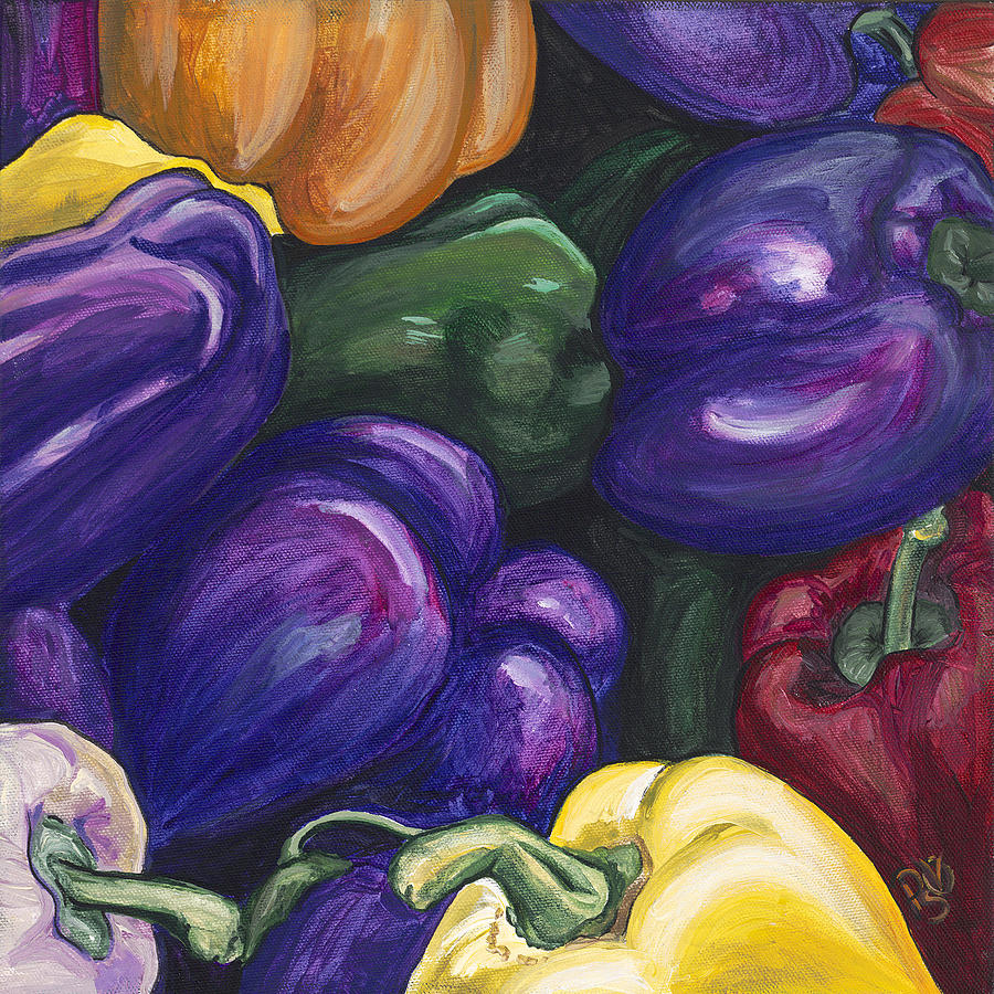 Purple Painting - Purple Peppers by Patty Vicknair