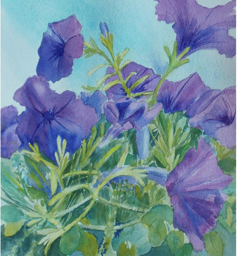 Purple Petunias II Painting by Cora Preibis - Fine Art America