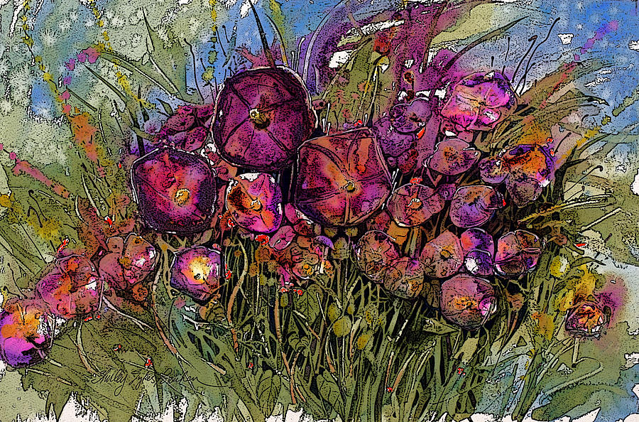 Purple Petunias Painting by Shirley Sykes Bracken