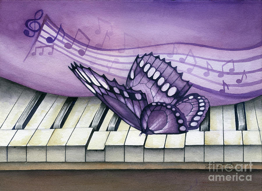 Watercolor Painting - Purple Piano by James Stanley