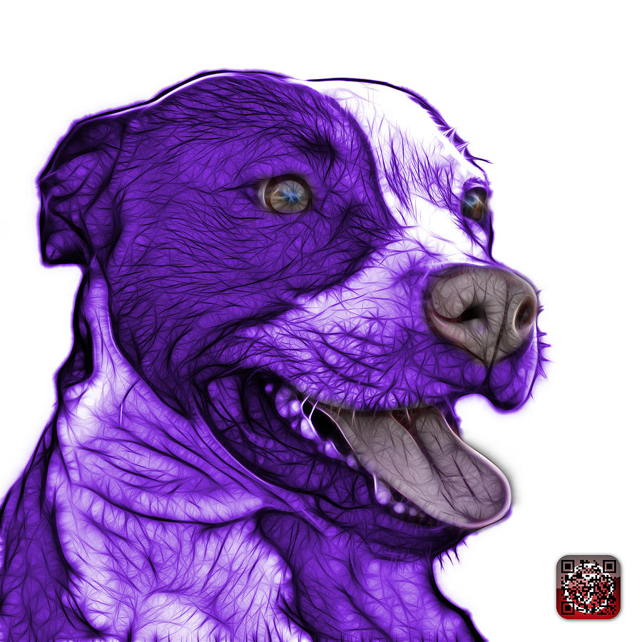 Purple Pit Bull Fractal Pop Art - 7773 - F - WB Mixed Media by James Ahn