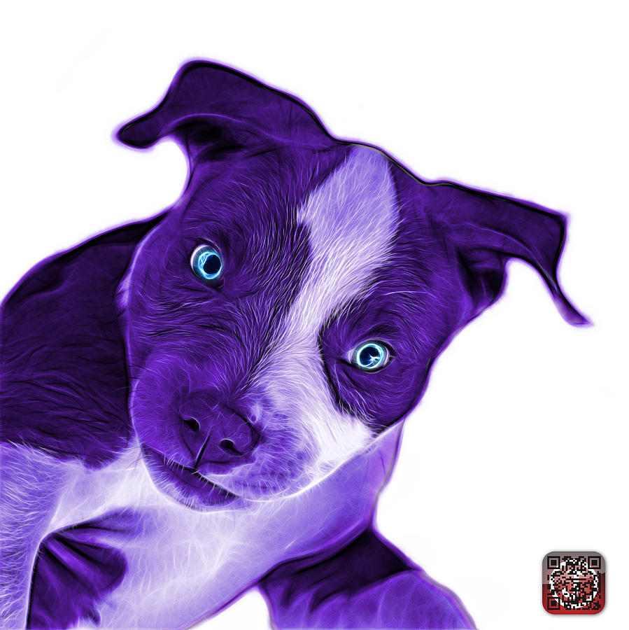 Purple Pitbull Dog Art 7435 - Wb Painting by James Ahn