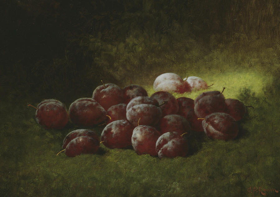 Still Life Painting - Purple Plums by Carducius Plantagenet Ream