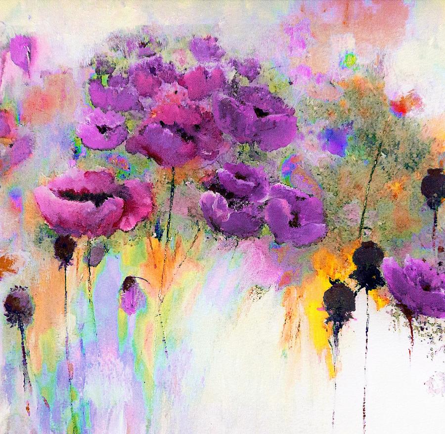 Purple Poppy Passion Painting Digital Art by Lisa Kaiser