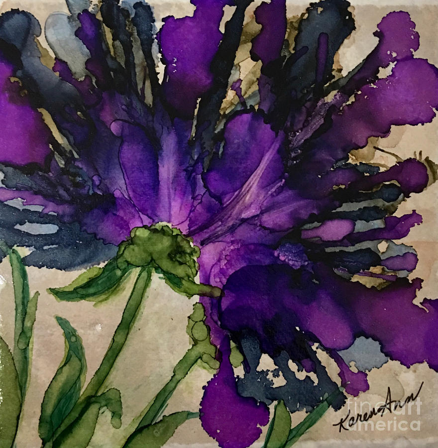Purple Posies Painting by Karen Ann