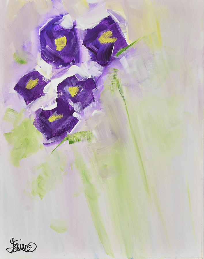 Purple Posies Painting by Terri Einer