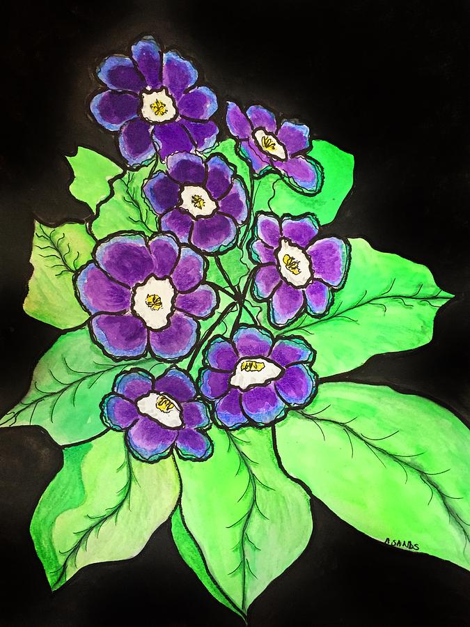 Purple primrose Painting by Anne Sands
