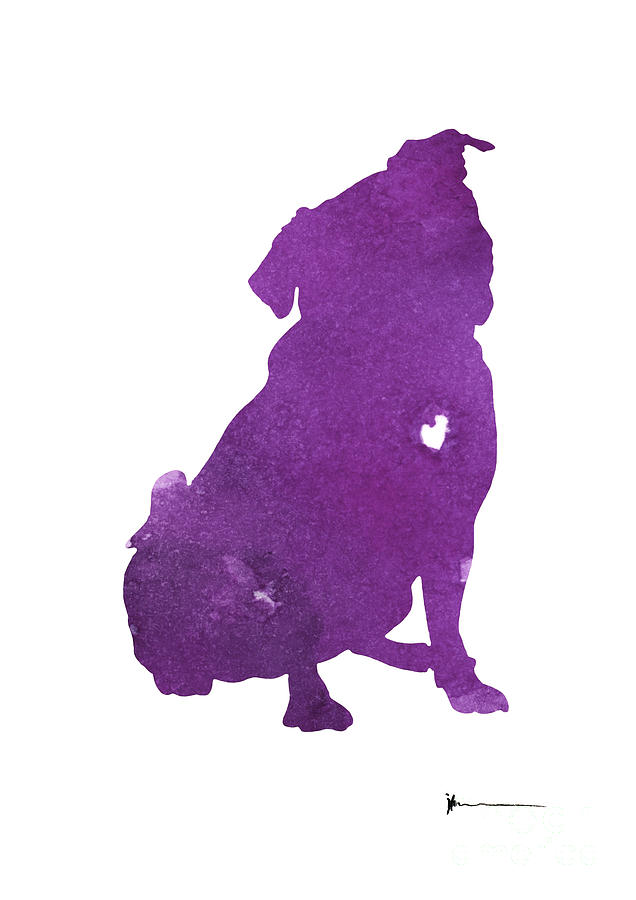 Purple pug dog watercolor art print painting Painting by Joanna Szmerdt ...