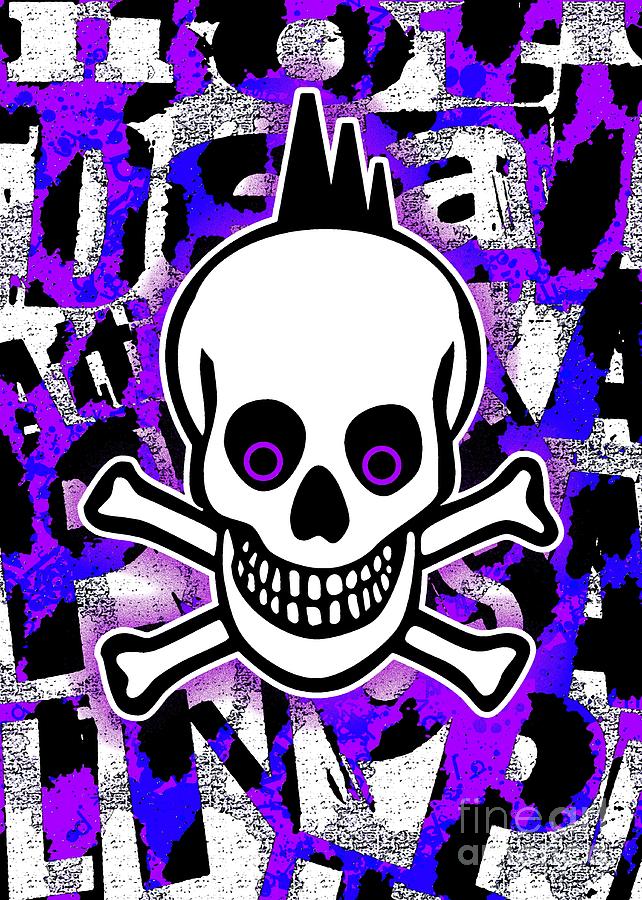 Purple Punk Skull Digital Art by Roseanne Jones