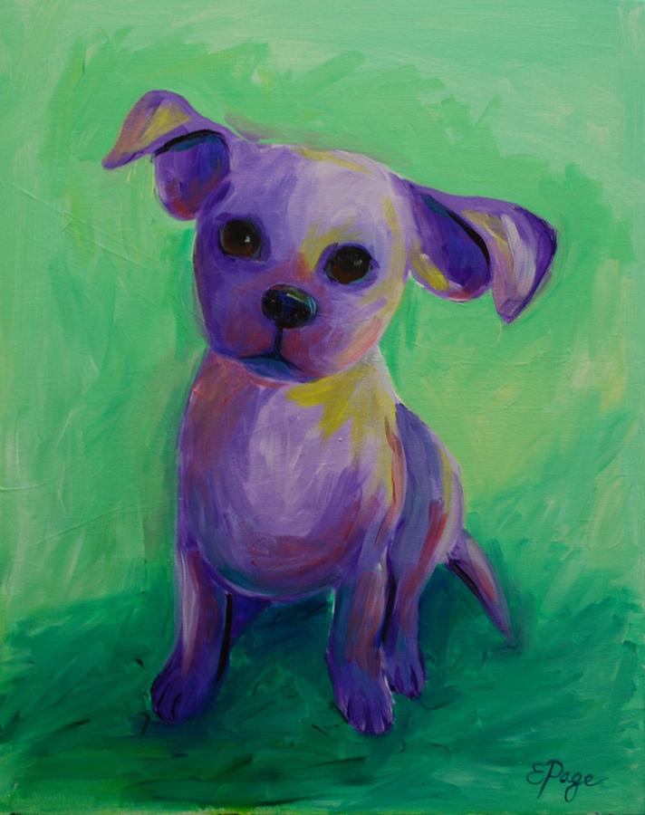 Purple Puppy Painting by Emily Page