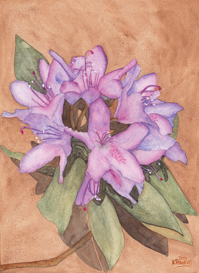 Purple Rhododendron Painting by Ken Powers