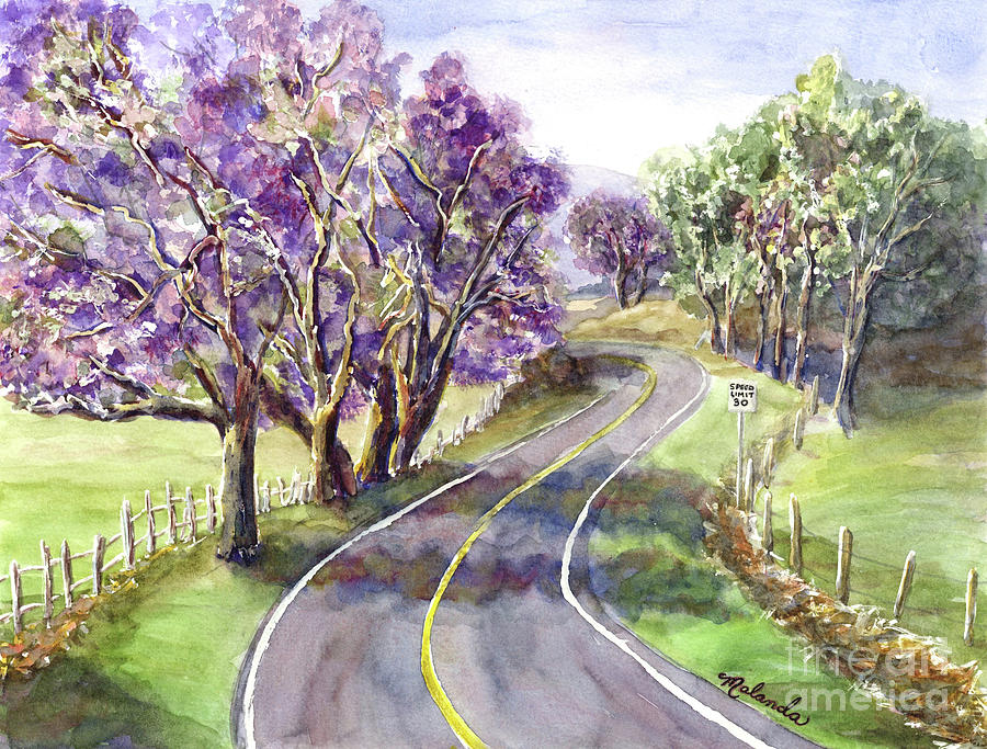 Purple Road Painting by Malanda Warner