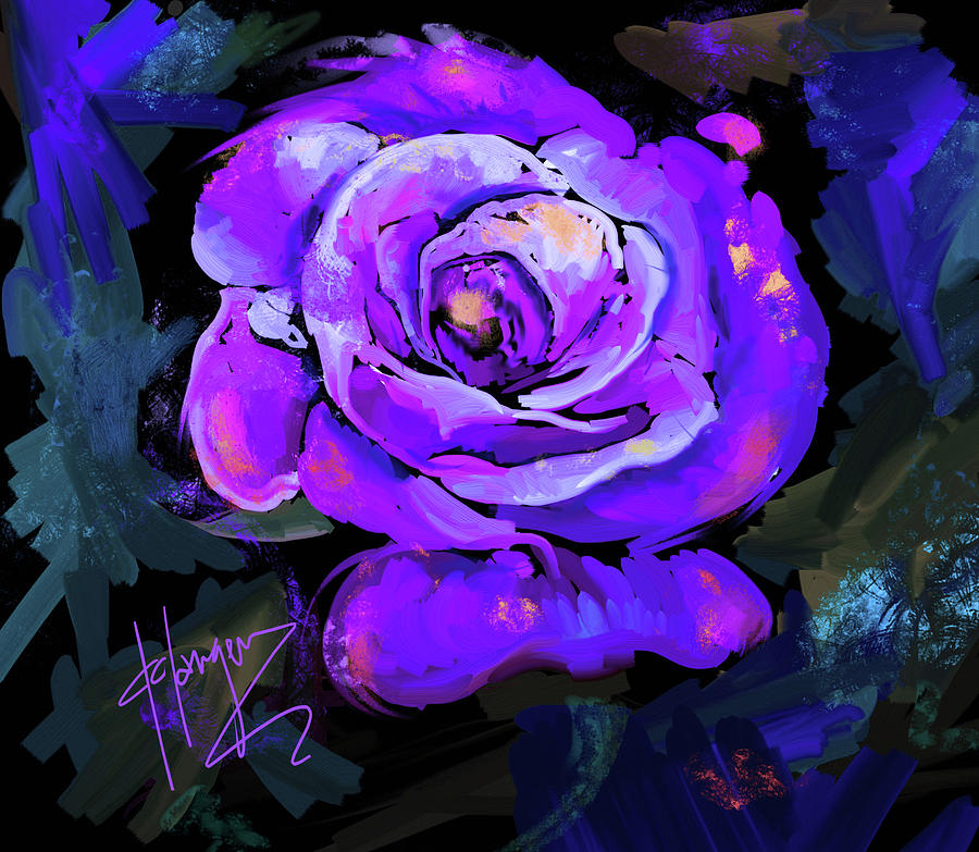 Purple Rose Painting by DC Langer