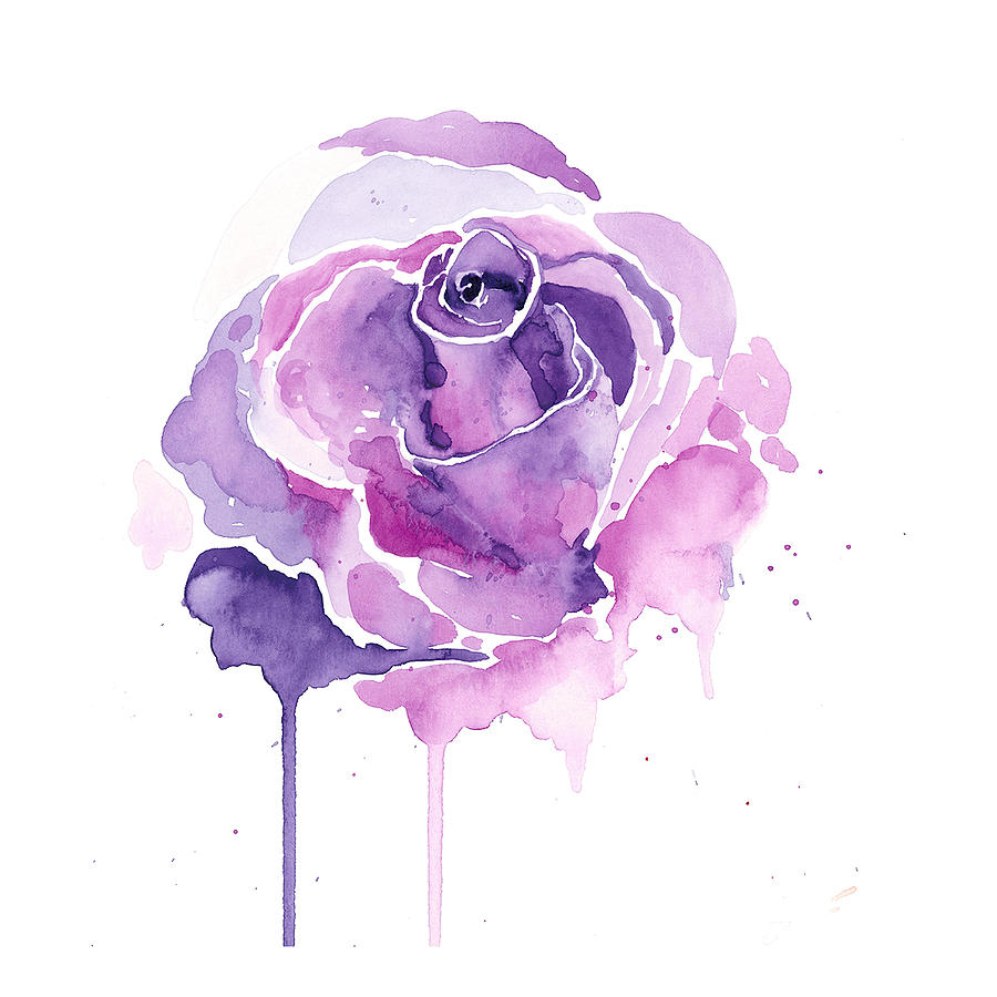 Purple Rose Painting by Kristen Soble