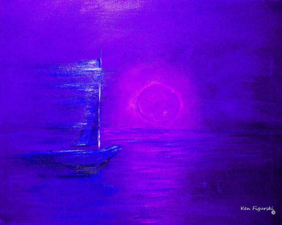 Purple Sail Painting by Ken Figurski