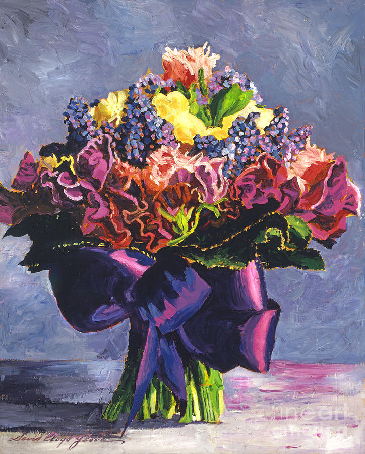 Still Life Painting - Purple Sash Bouquet by David Lloyd Glover