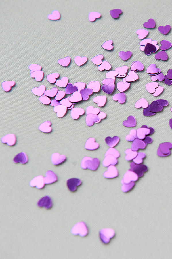 Purple Scattered Hearts I Photograph