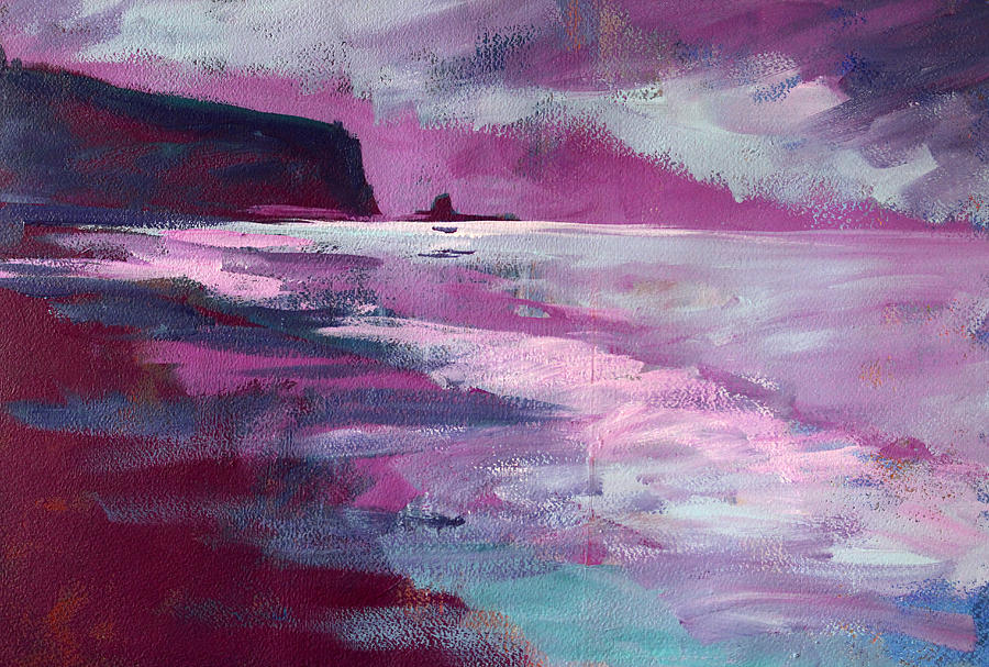 Purple Sea Painting by Nancy Merkle
