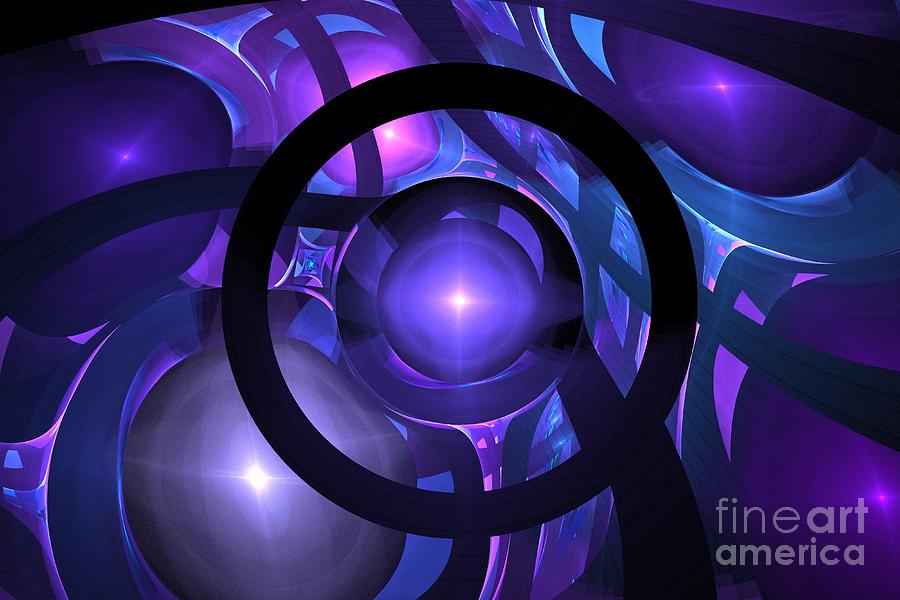 Abstract Digital Art - Purple Sea Orbs by Kim Sy Ok