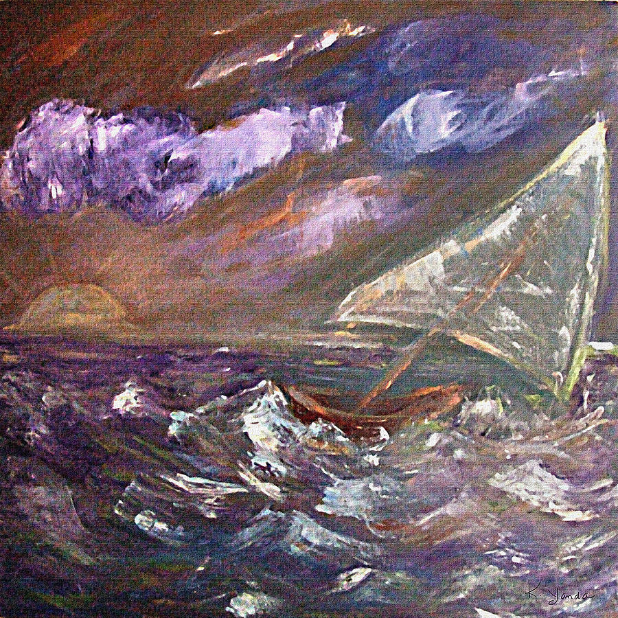 Purple Sea Storm Painting by Katt Yanda