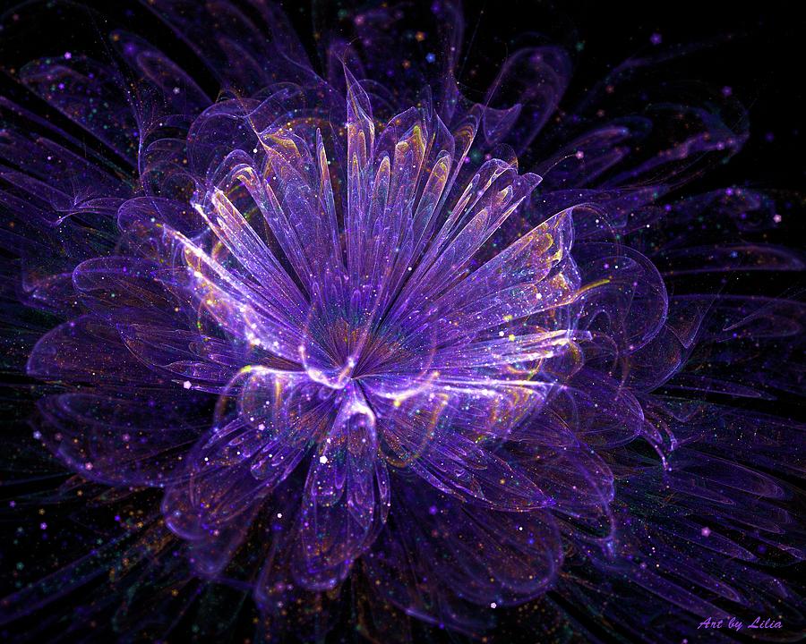 Purple shimmer of the night flower Digital Art by Lilia S