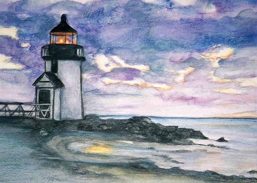 Nantucket Painting - Purple Skies Over Nantucket by Debra Sandstrom