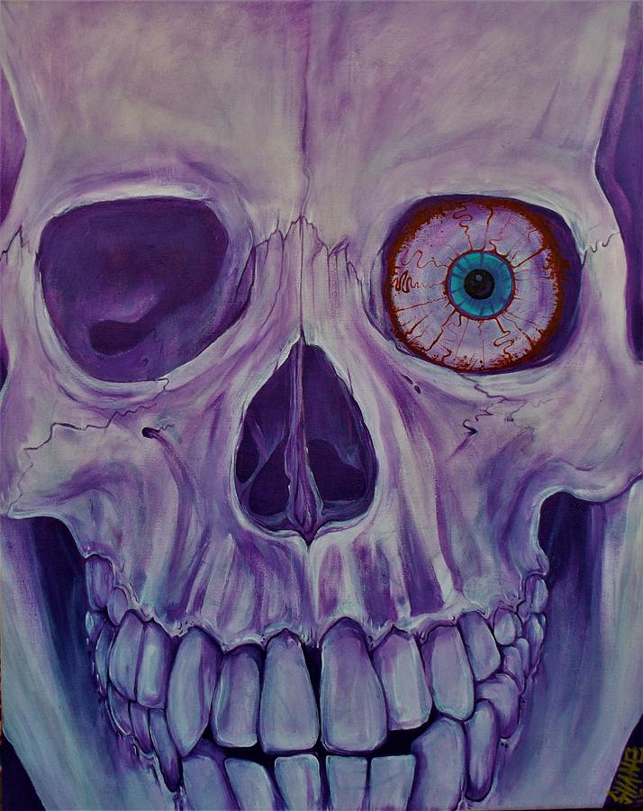 Purple Skull Painting by Sam Hane