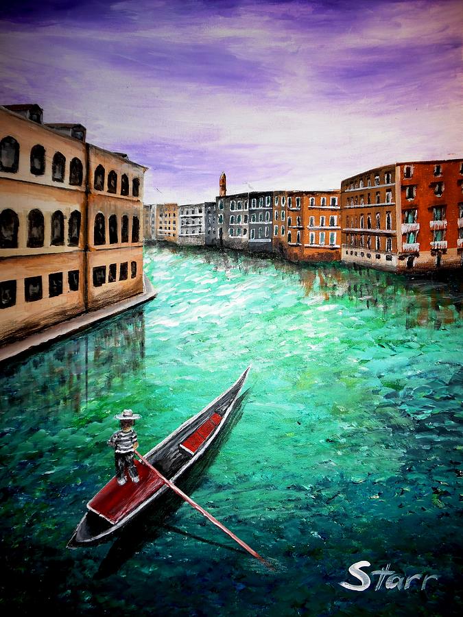 Boat Painting - Purple Sky In Venice by Irving Starr