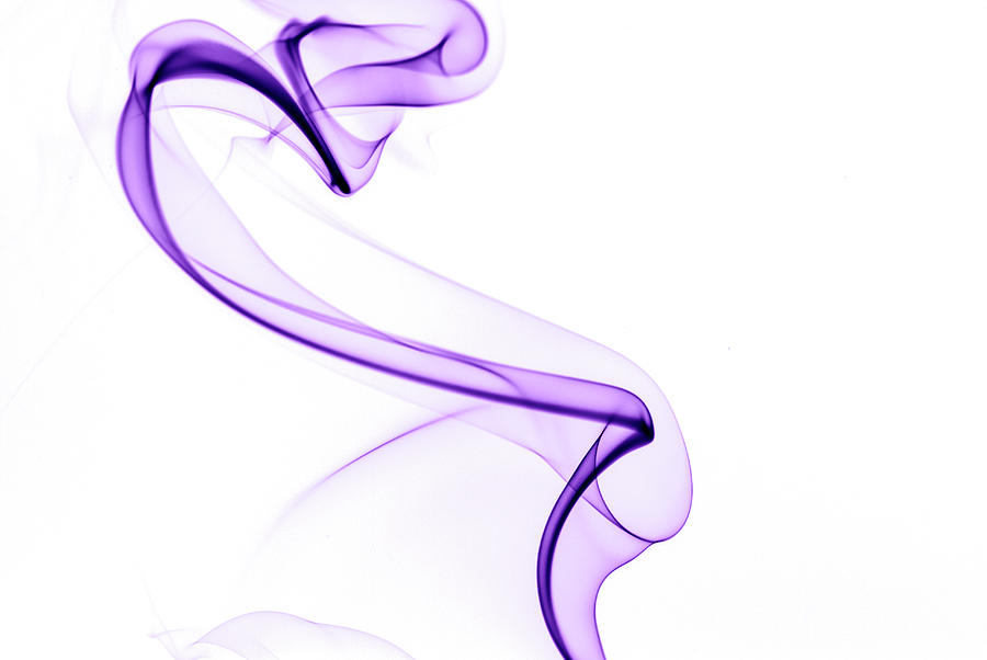Purple smoke swirl on white Photograph by Vishwanath Bhat