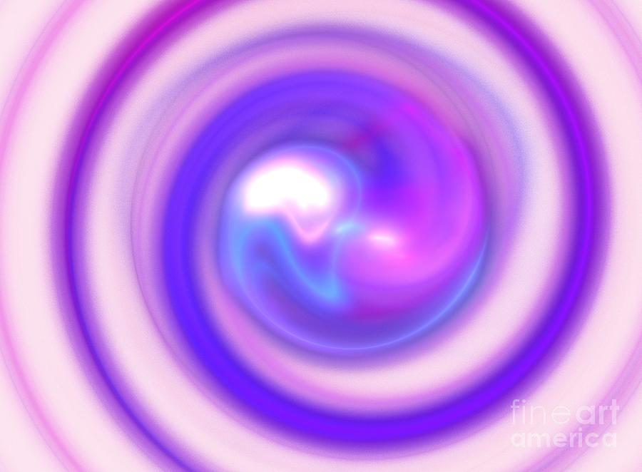 Abstract Digital Art - Purple Sphere by Kim Sy Ok