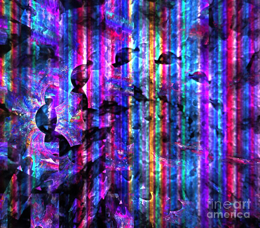 Abstract Digital Art - Purple Stripes Spiral by Kim Sy Ok